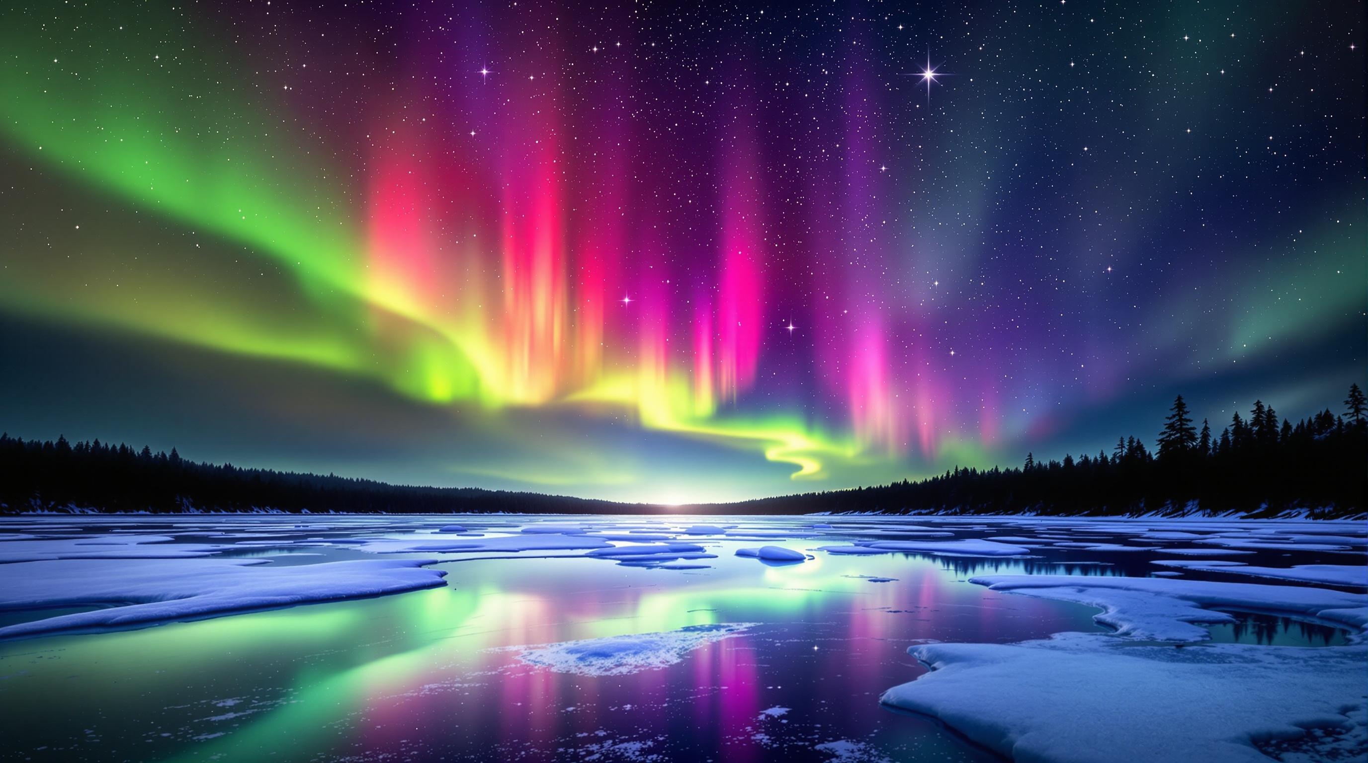 Aurora Borealis Lake View