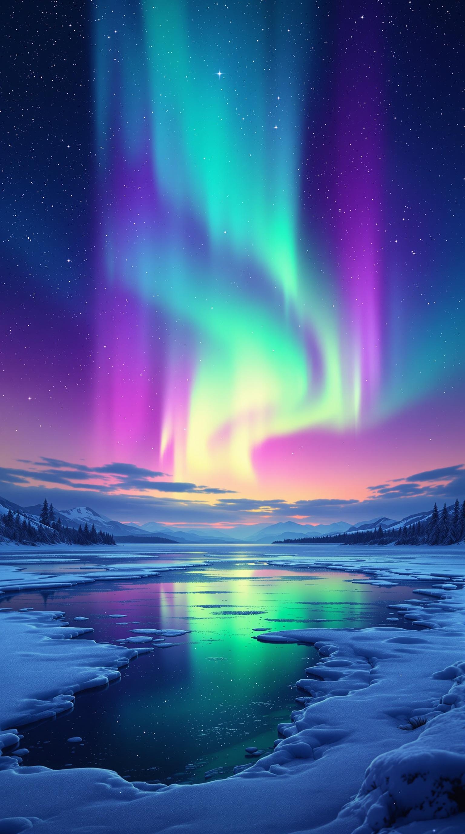 Aurora Borealis Lake View