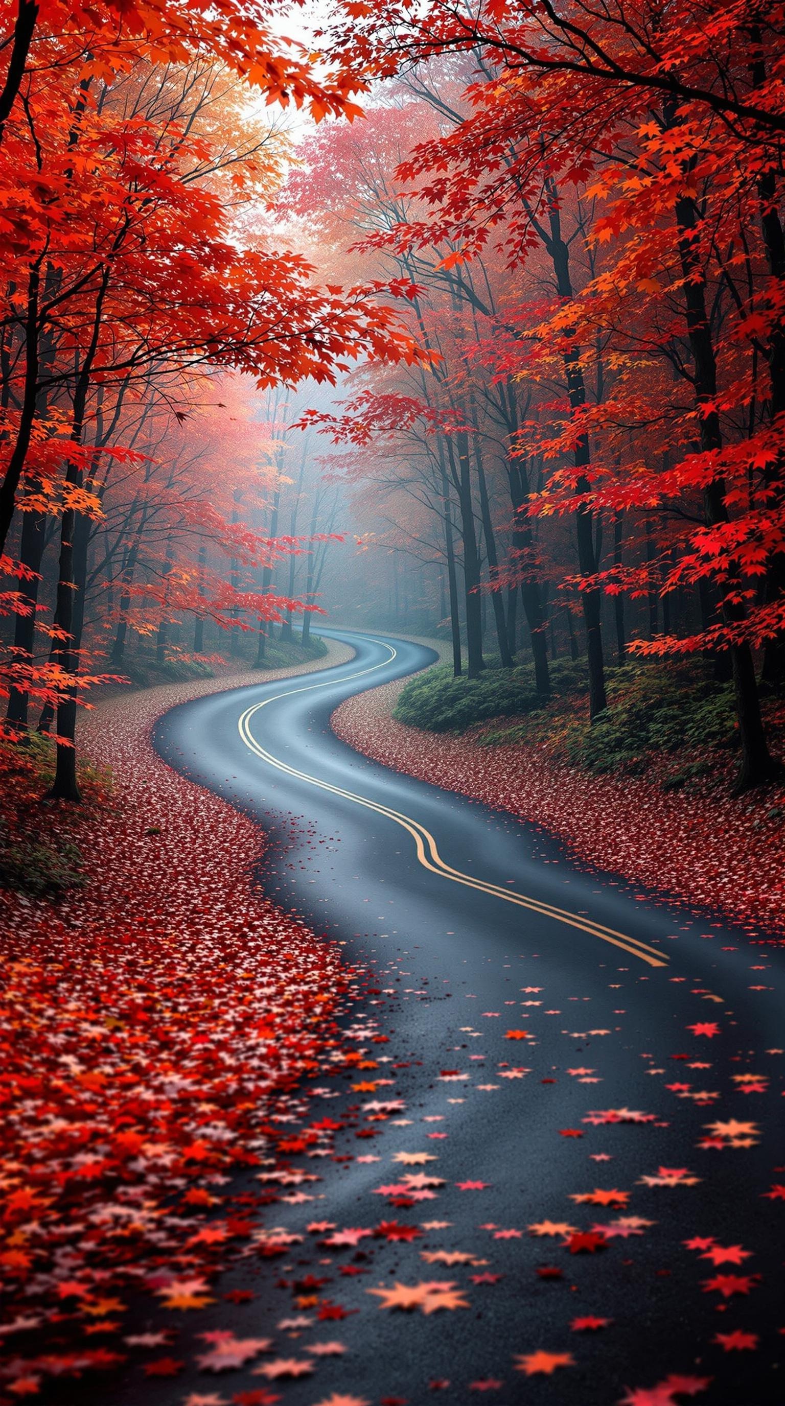 Autumn Forest Road Wallpaper