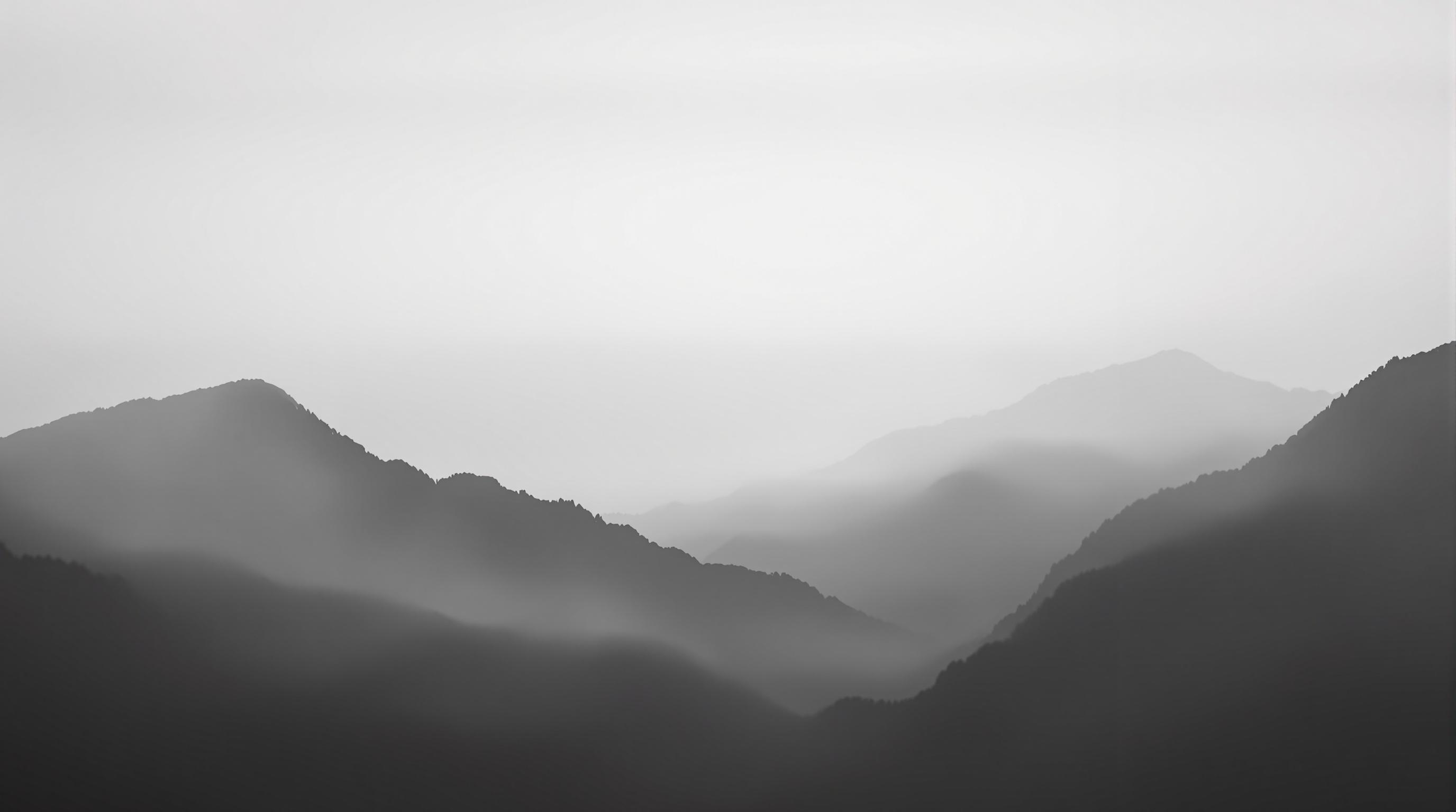 B&W Foggy Mountain Range