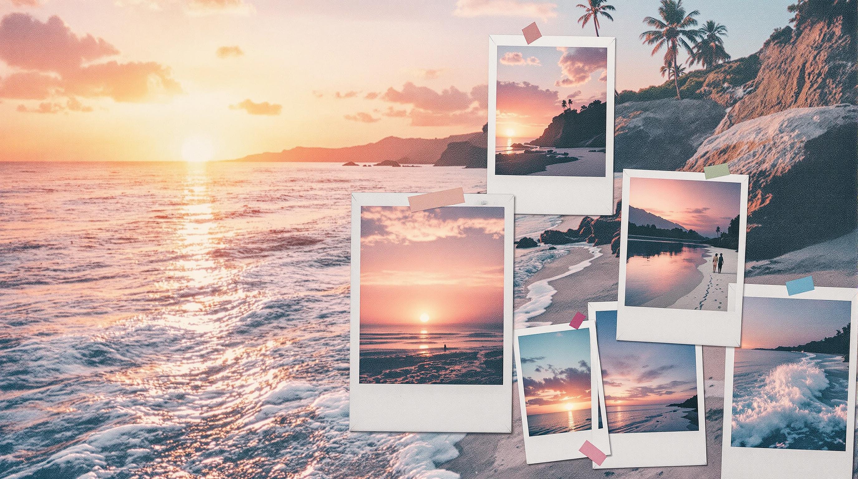 Beach Sunset Polaroid Collage