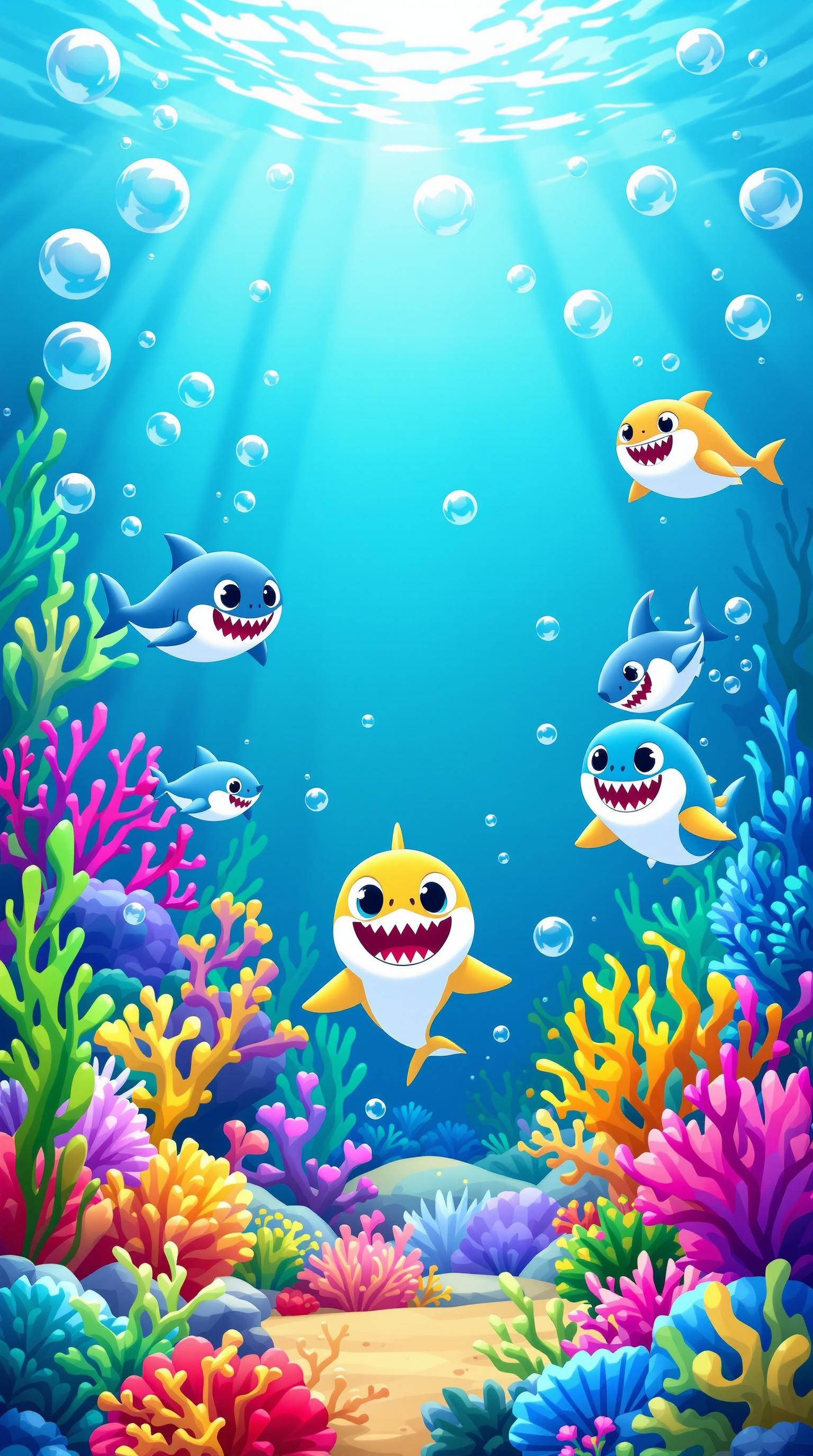 Cartoon Baby Shark Seascape