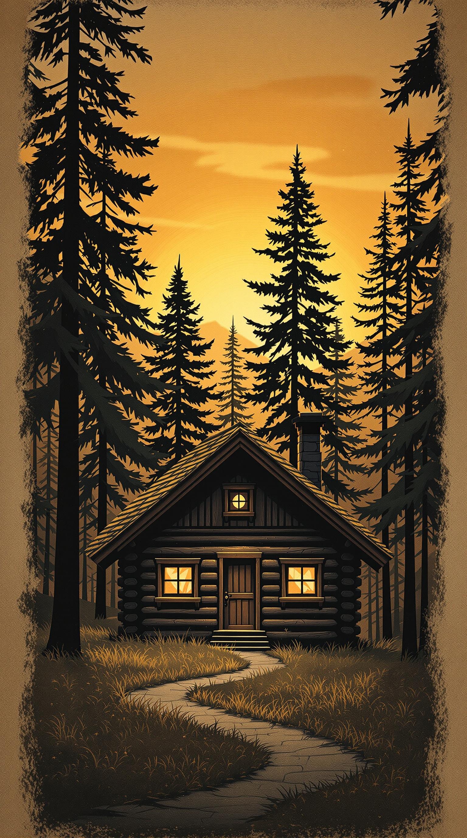 Cozy Rustic Cabin Sunset