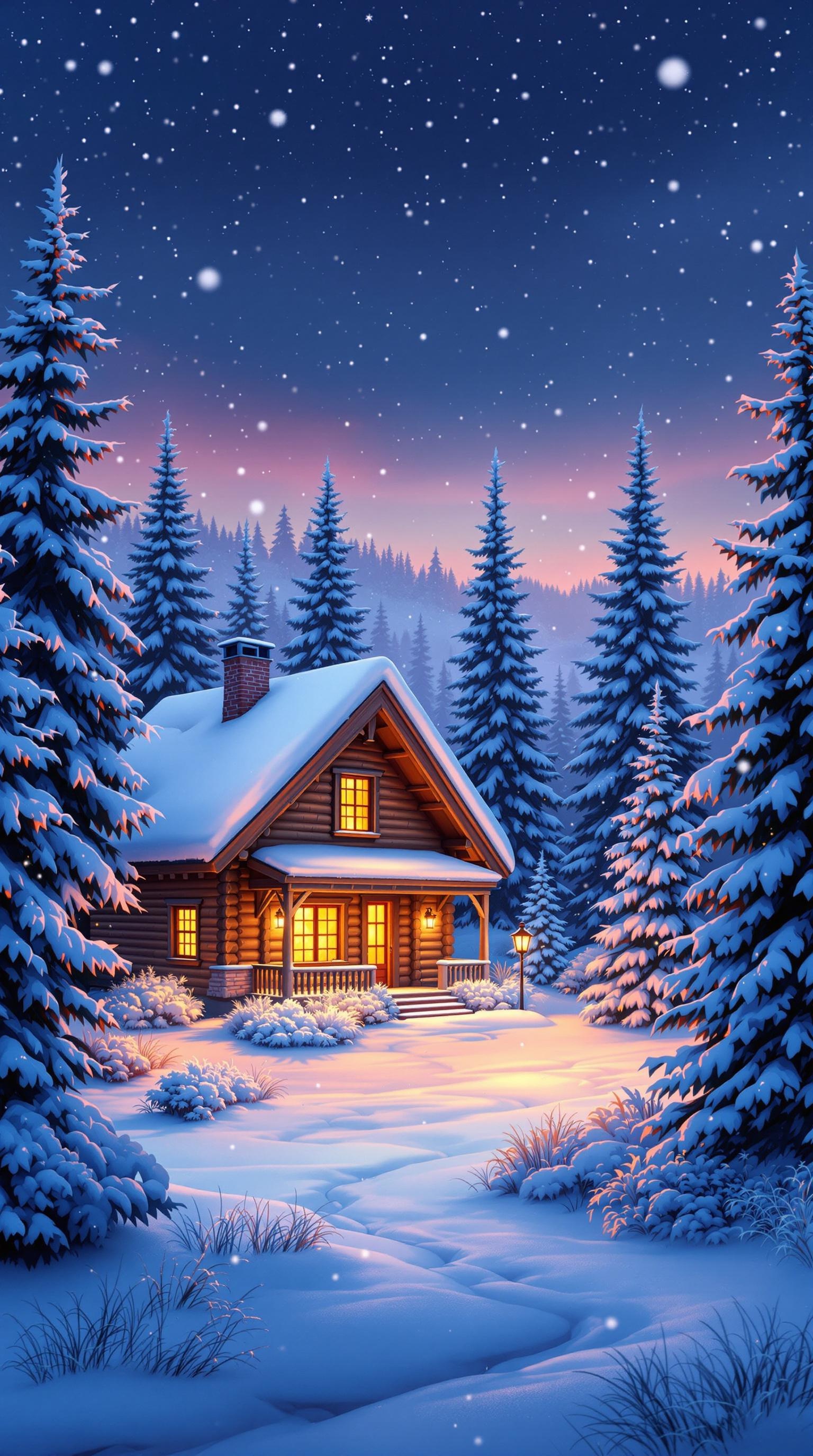 Cozy Winter Cabin Wallpaper