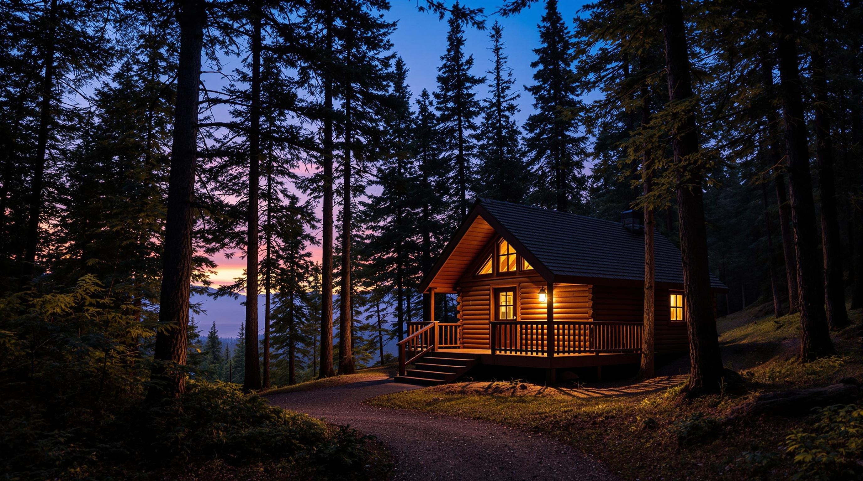 Cozy Woodland Cabin Dusk