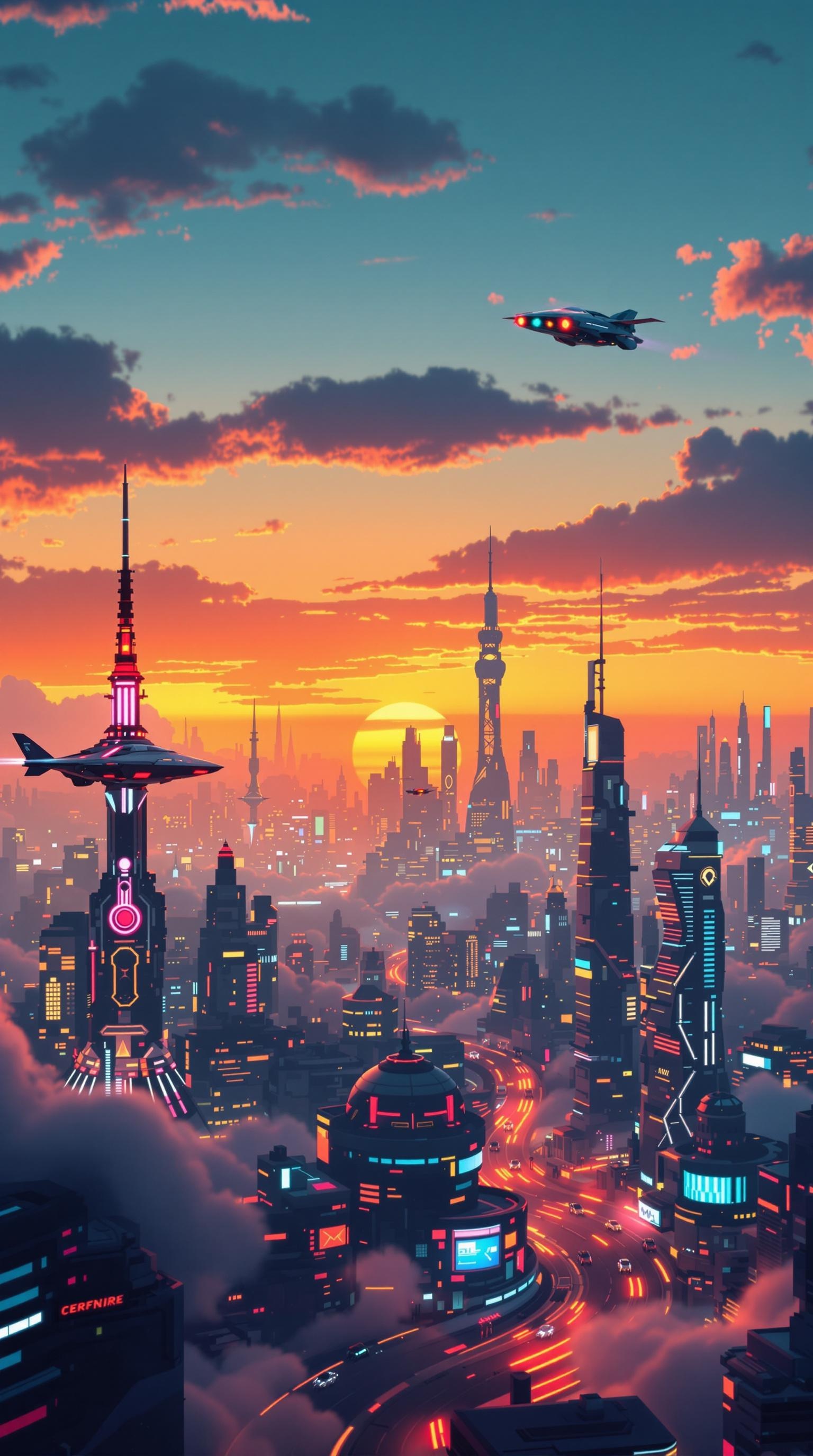 Futuristic City Sunset
