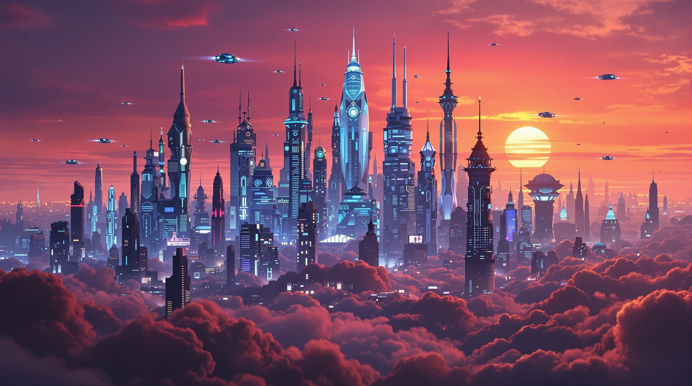 Futuristic City Sunset