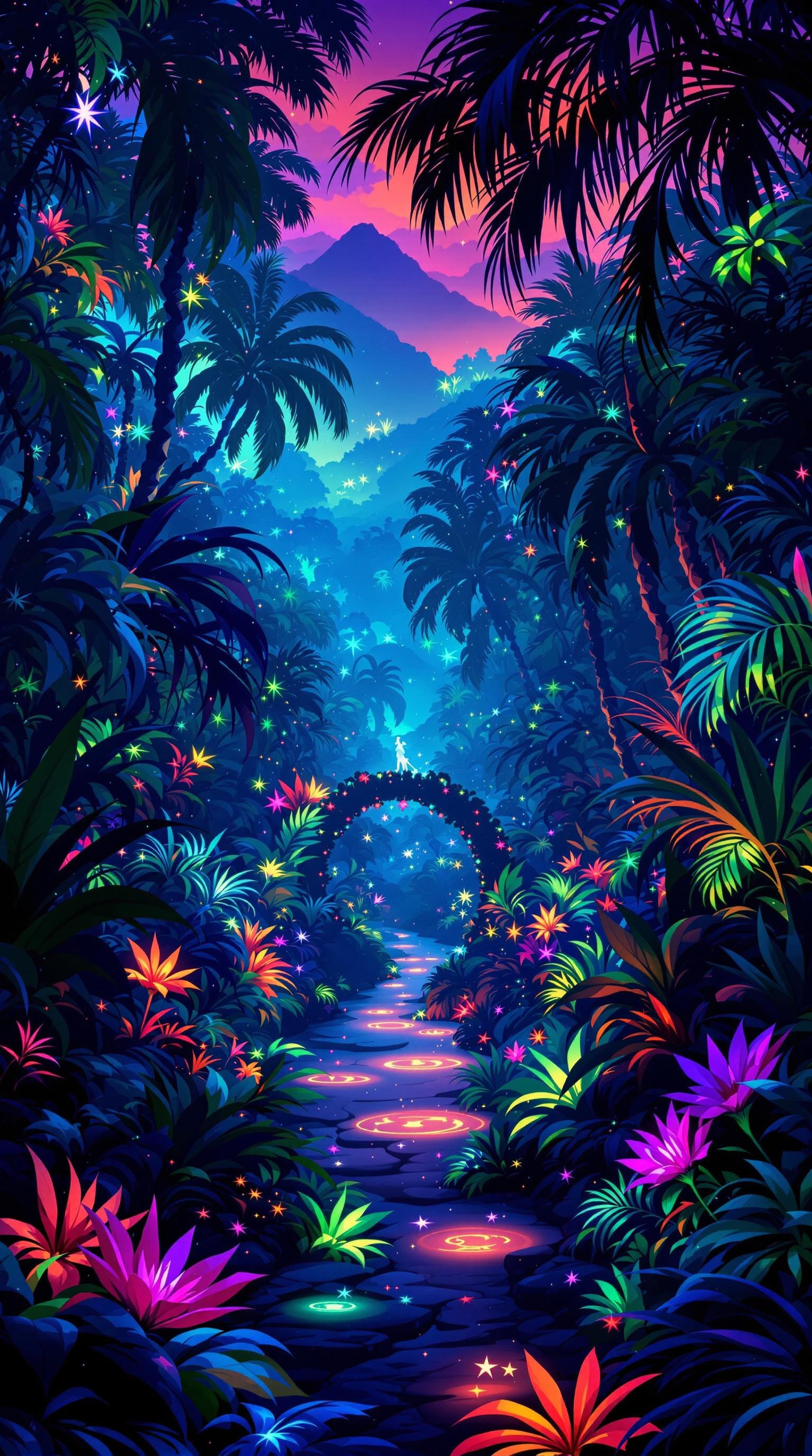 Glowing Jungle at Dusk
