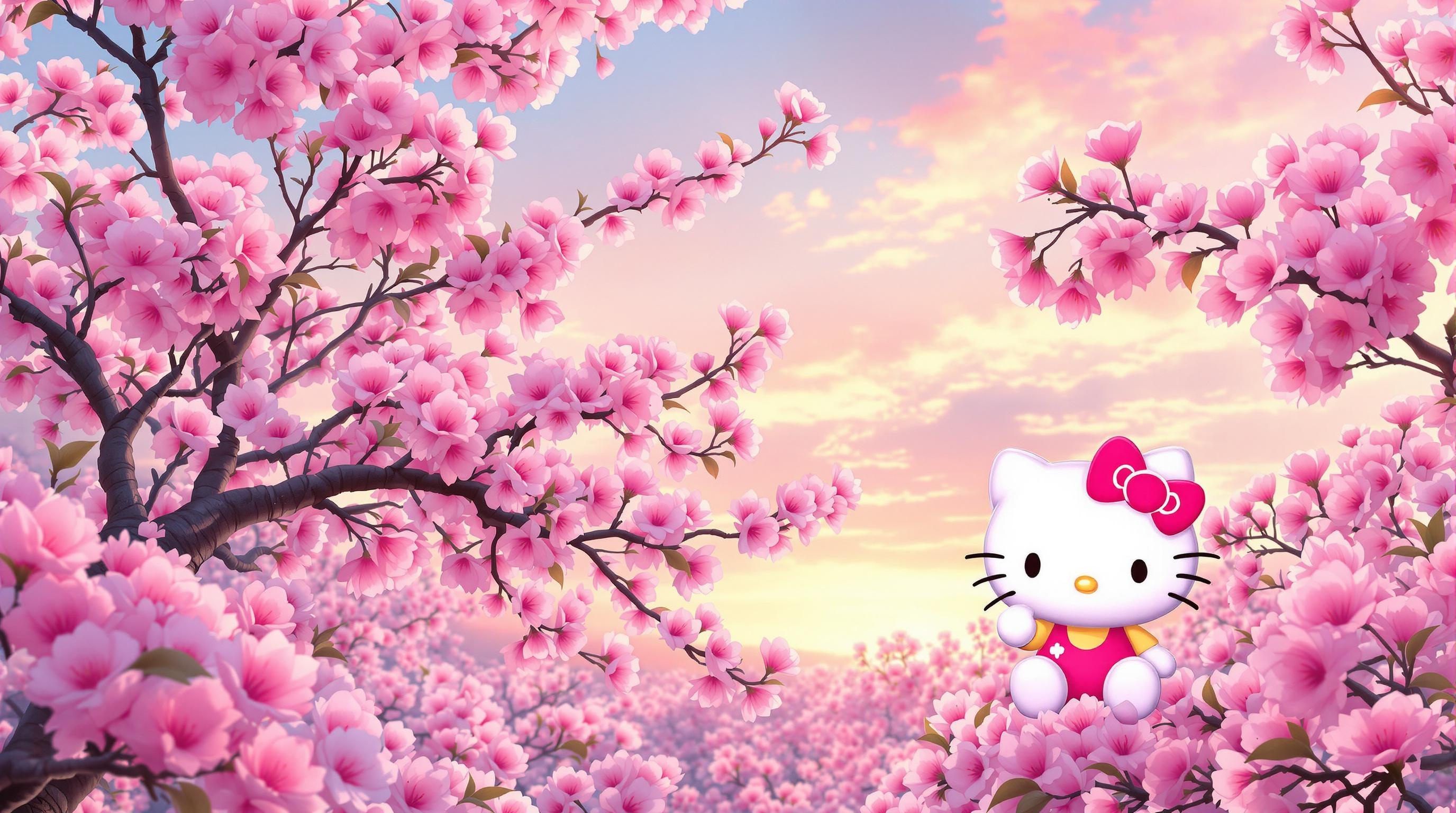 Hello Kitty Cherry Blossom Wallpaper