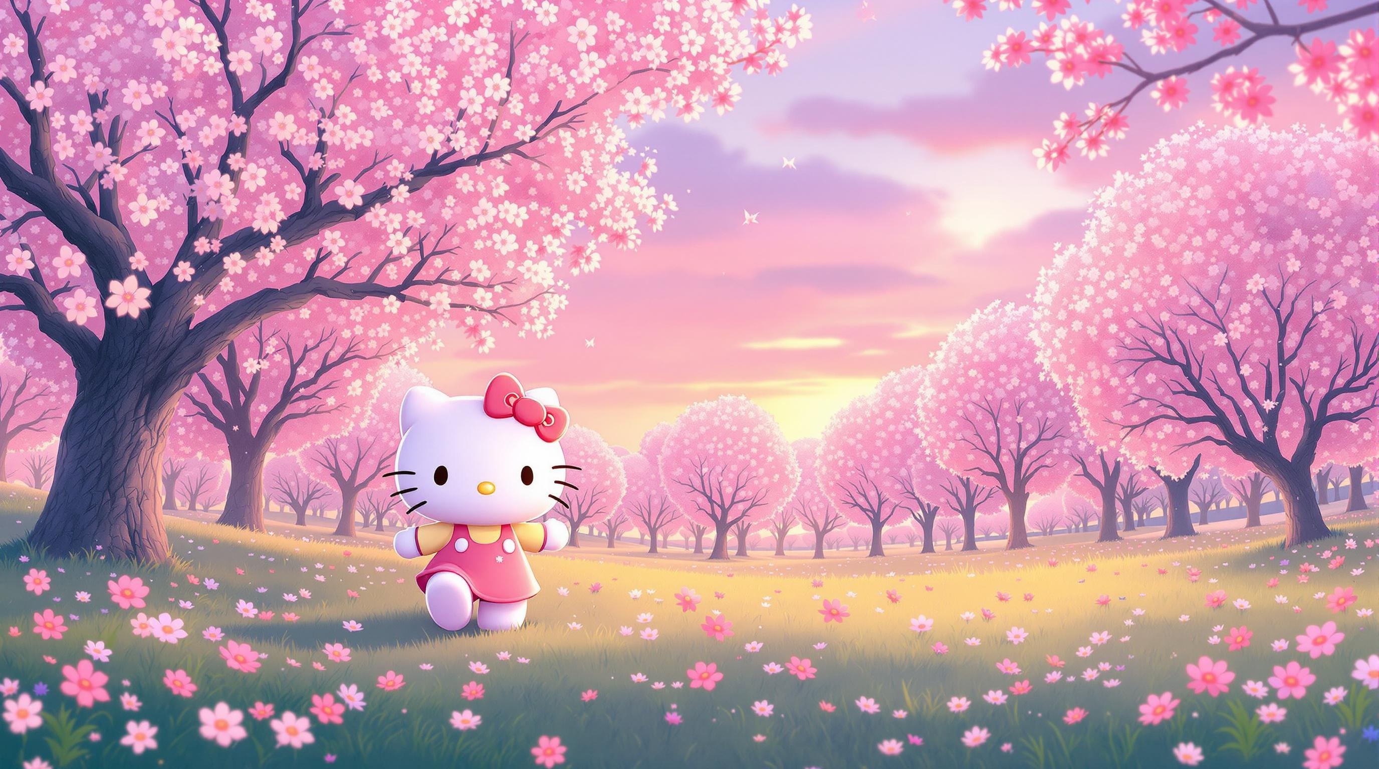 Hello Kitty Cherry Blossom Wallpaper