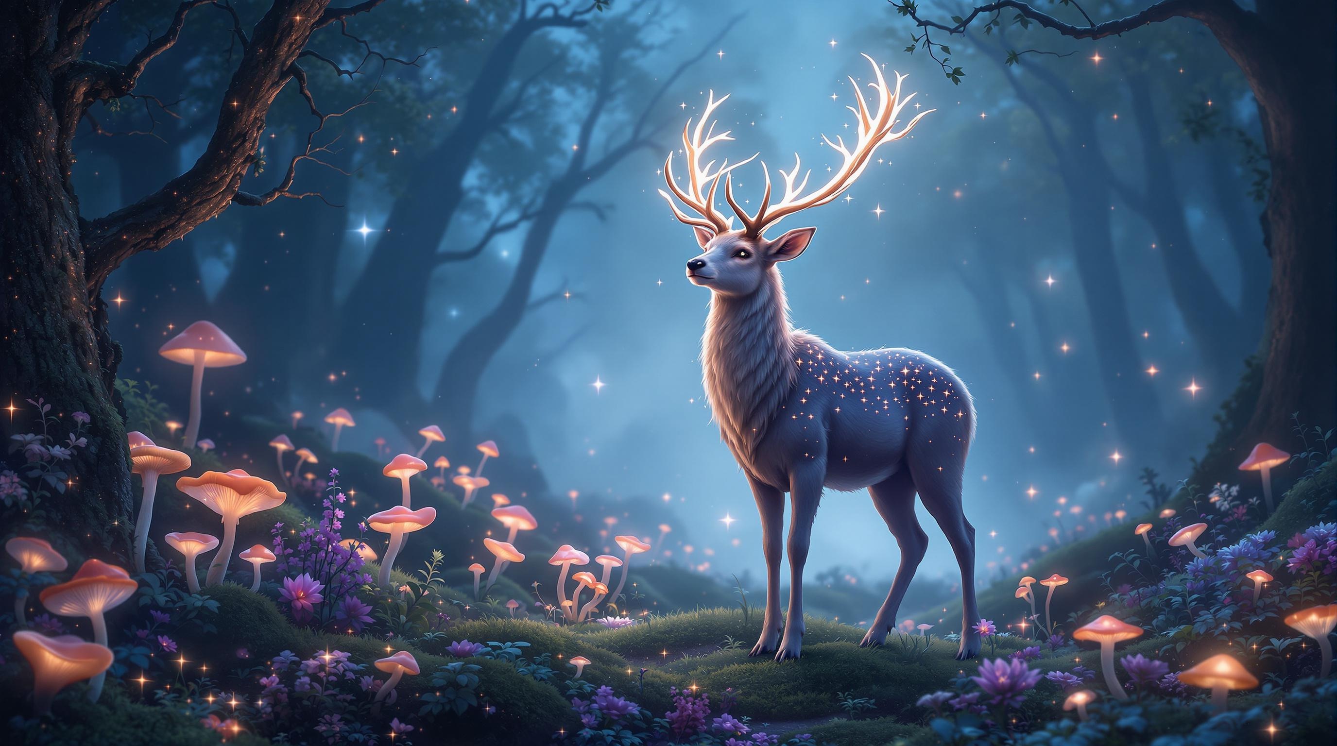 Magical Deer Twilight Wallpaper