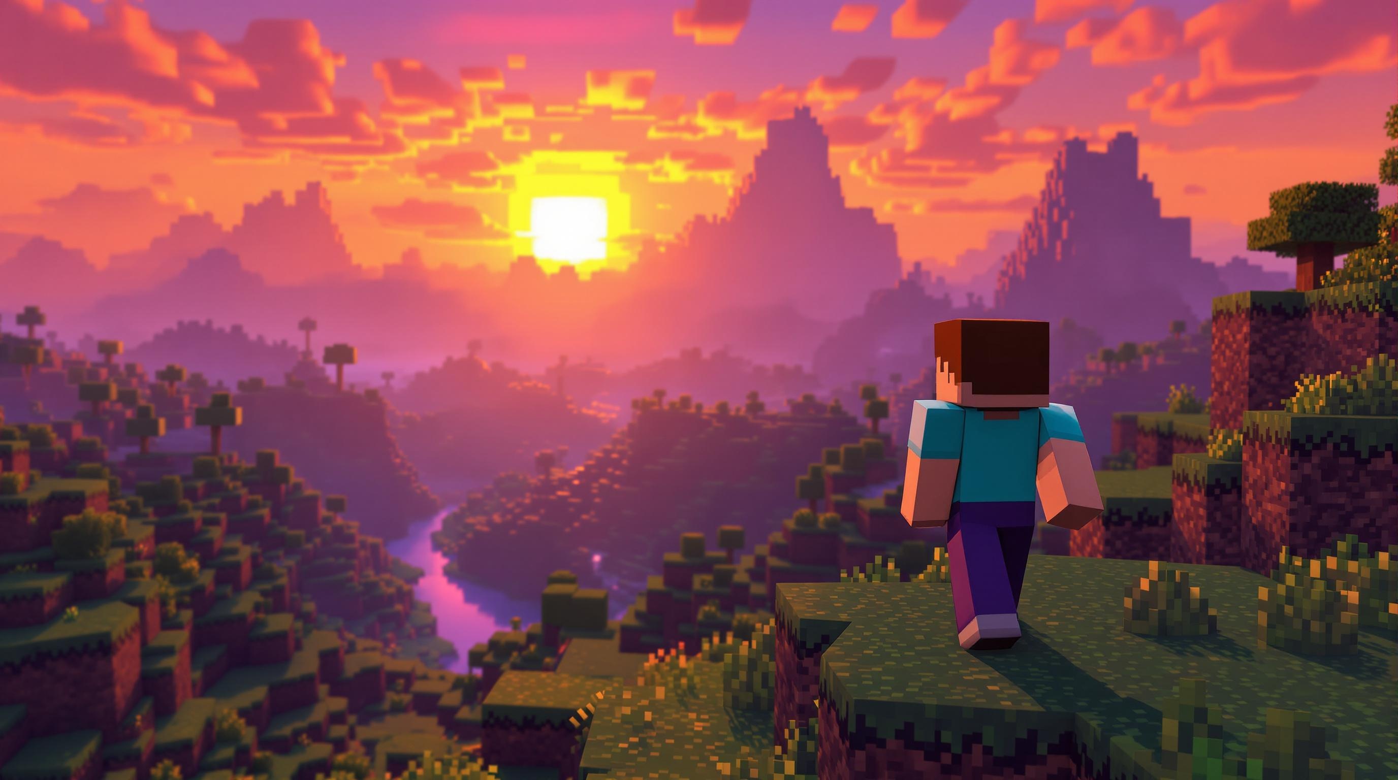 Minecraft Steve Sunset Adventure