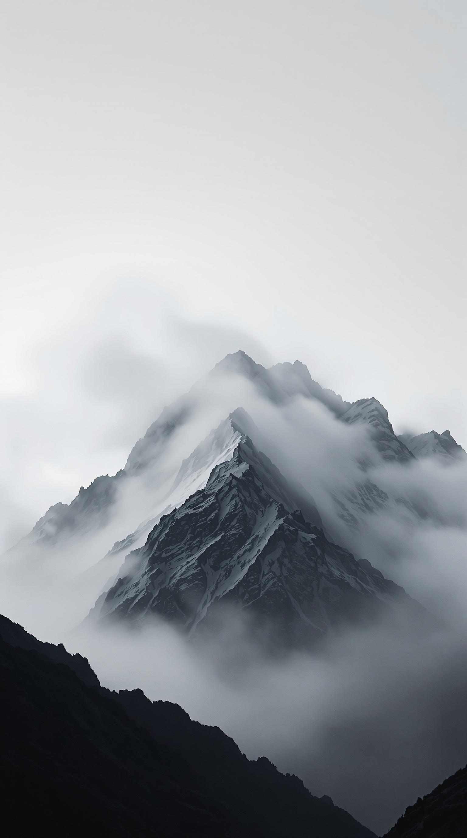 Misty BW Mountain Range