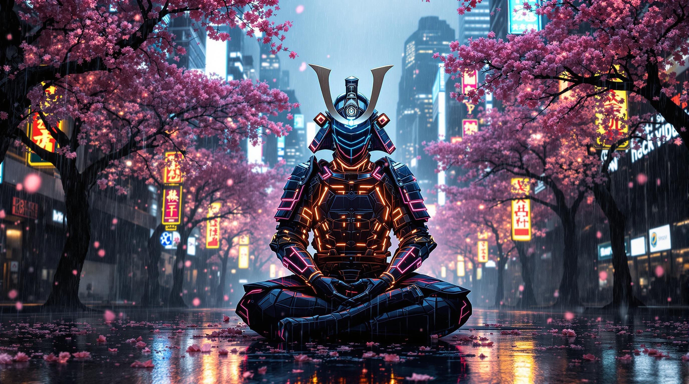 Neon Samurai Rainfall