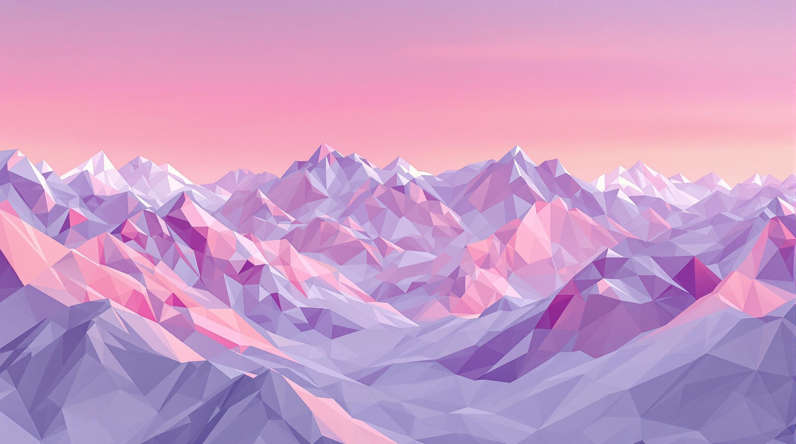 Pink Twilight Geometric Mountains