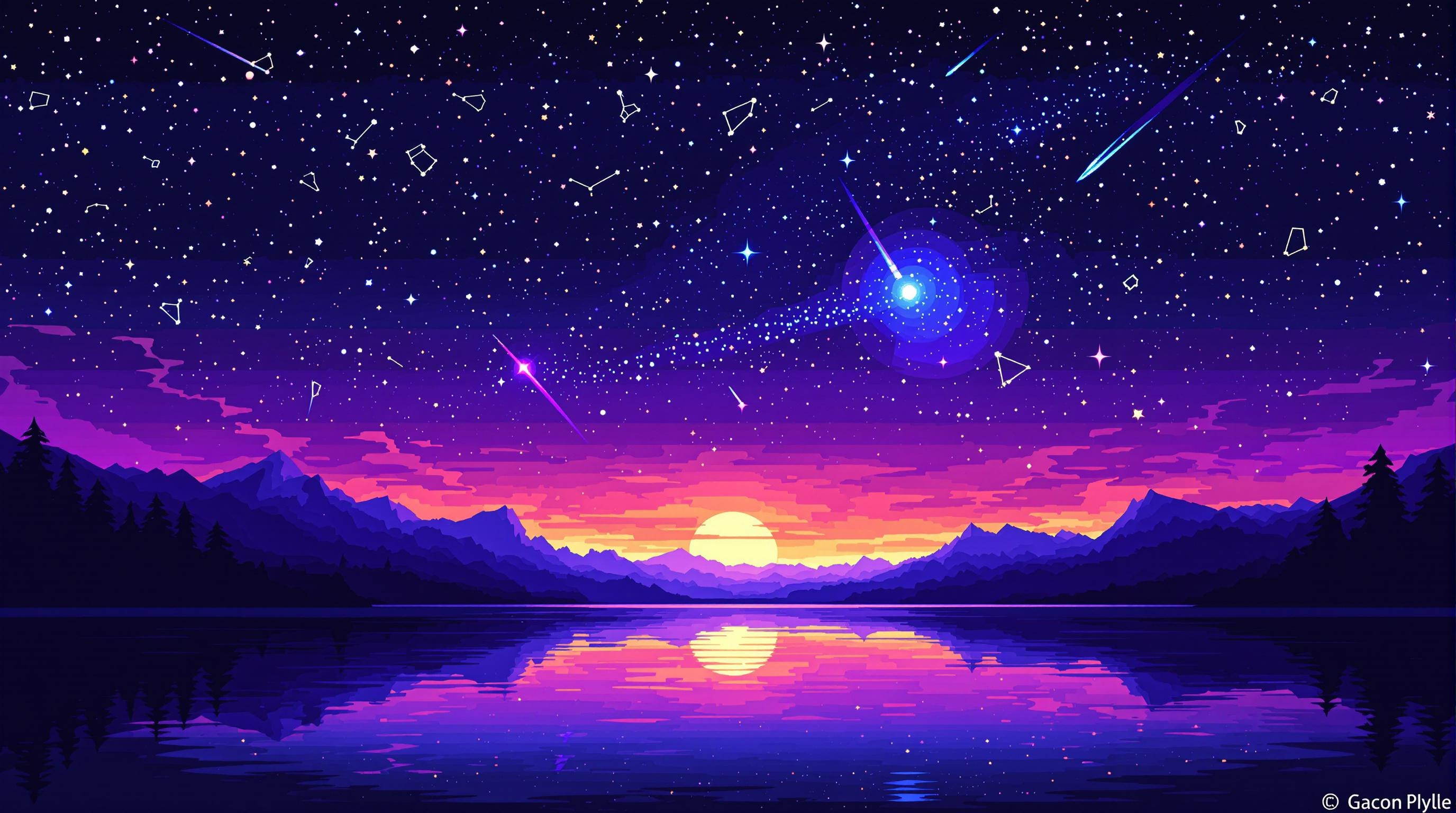Pixel Night Sky Art