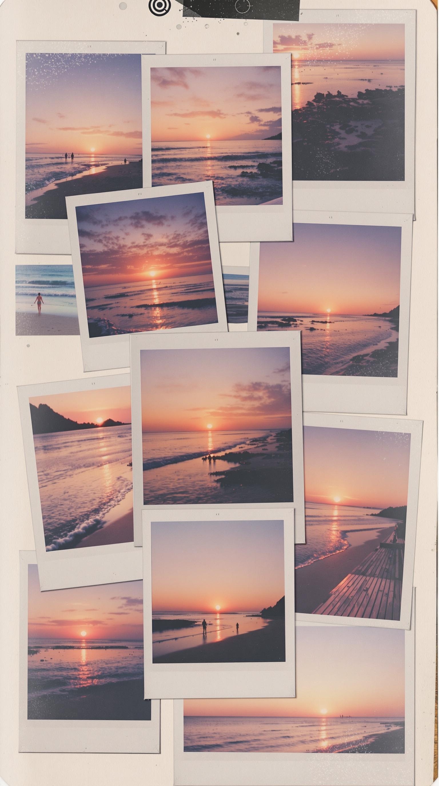 Retro Beach Sunset Collage