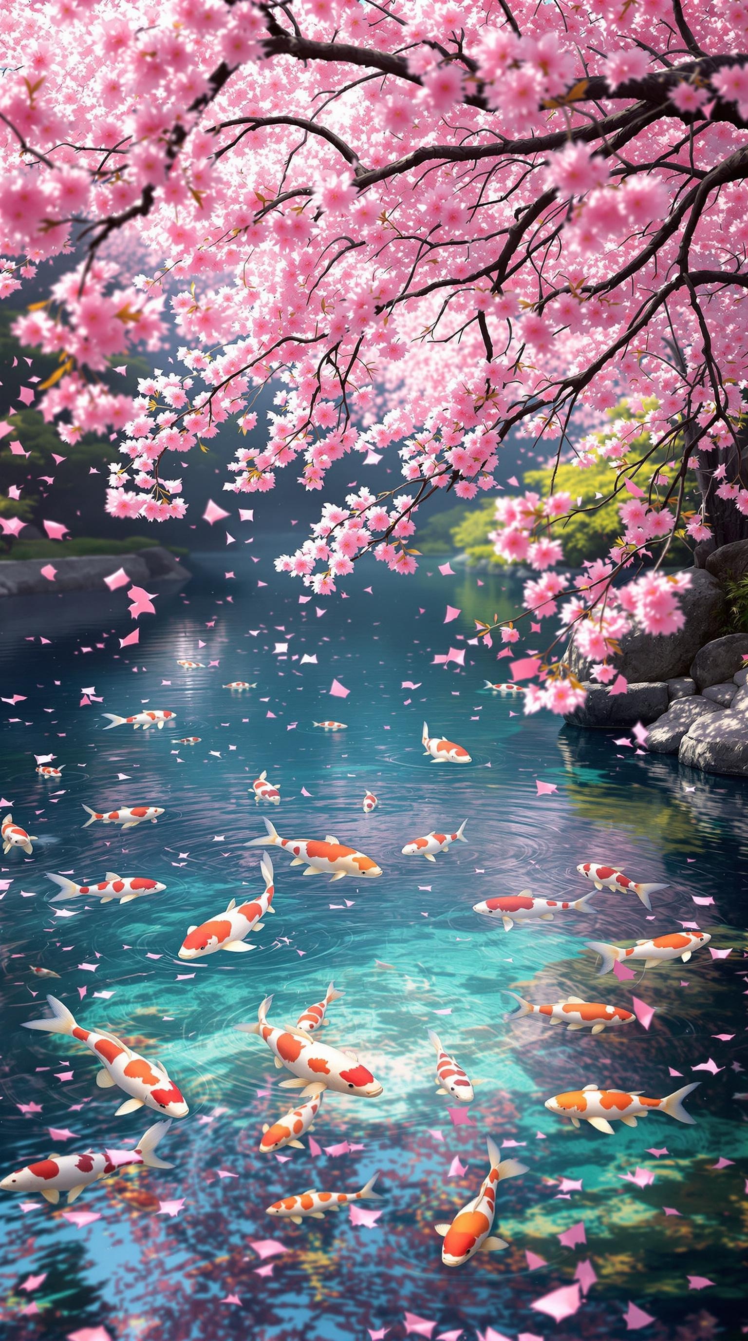 Serene Koi Pond Wallpaper