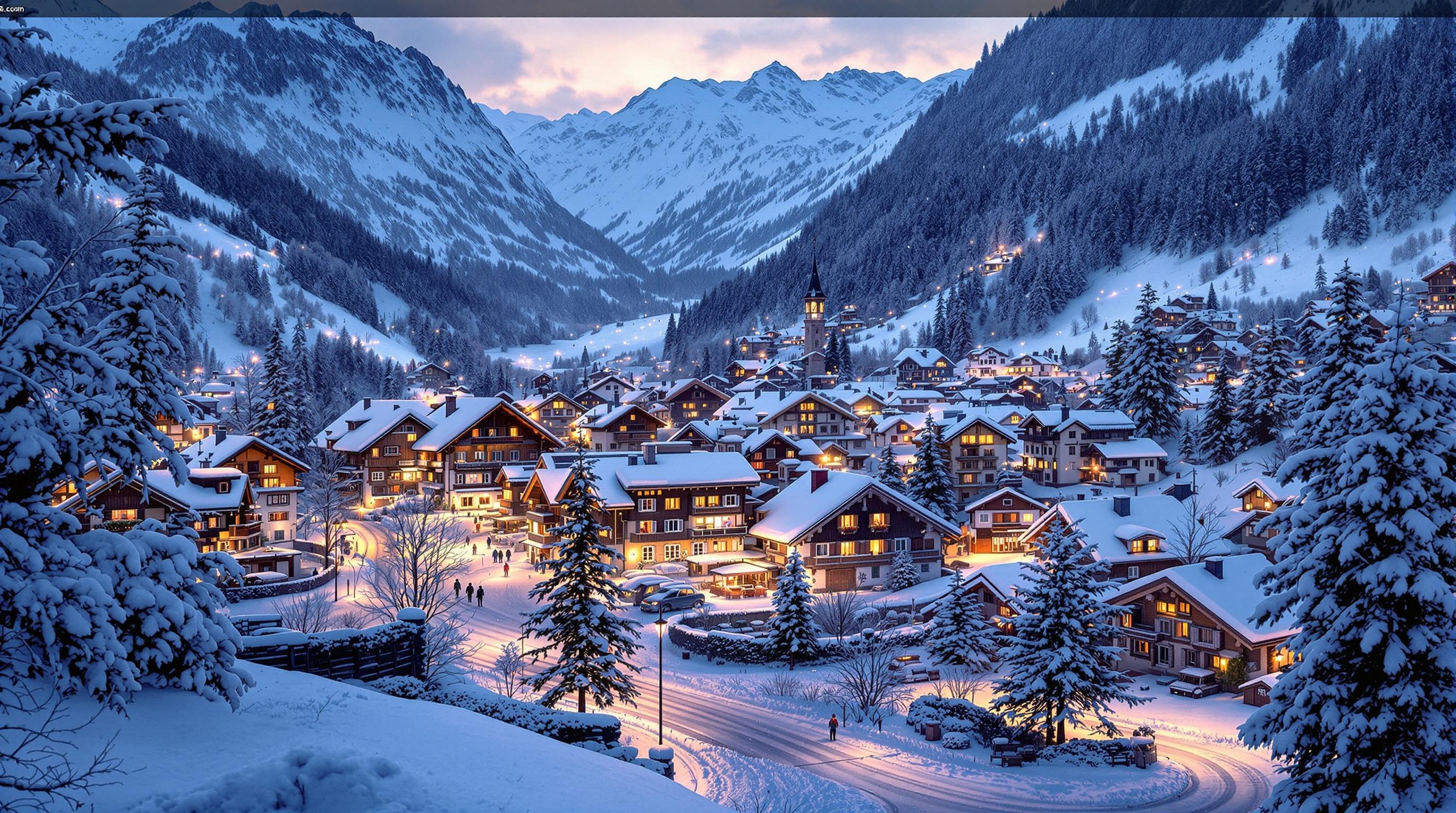 Snowy Alpine Village