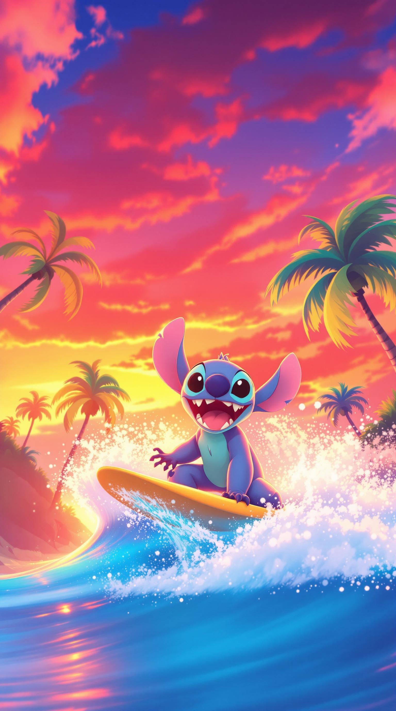 Stitch Surfing Sunset