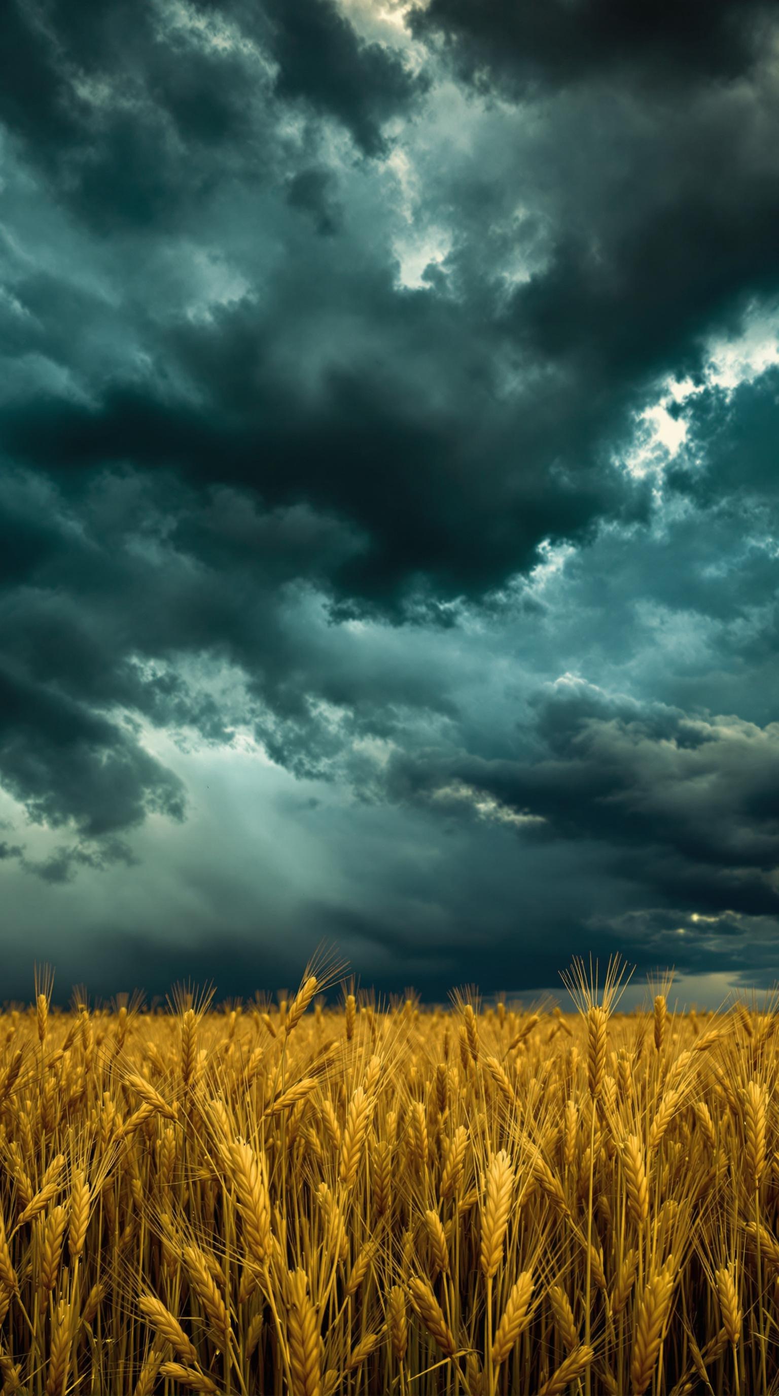 Stormy Wheat Field Scene