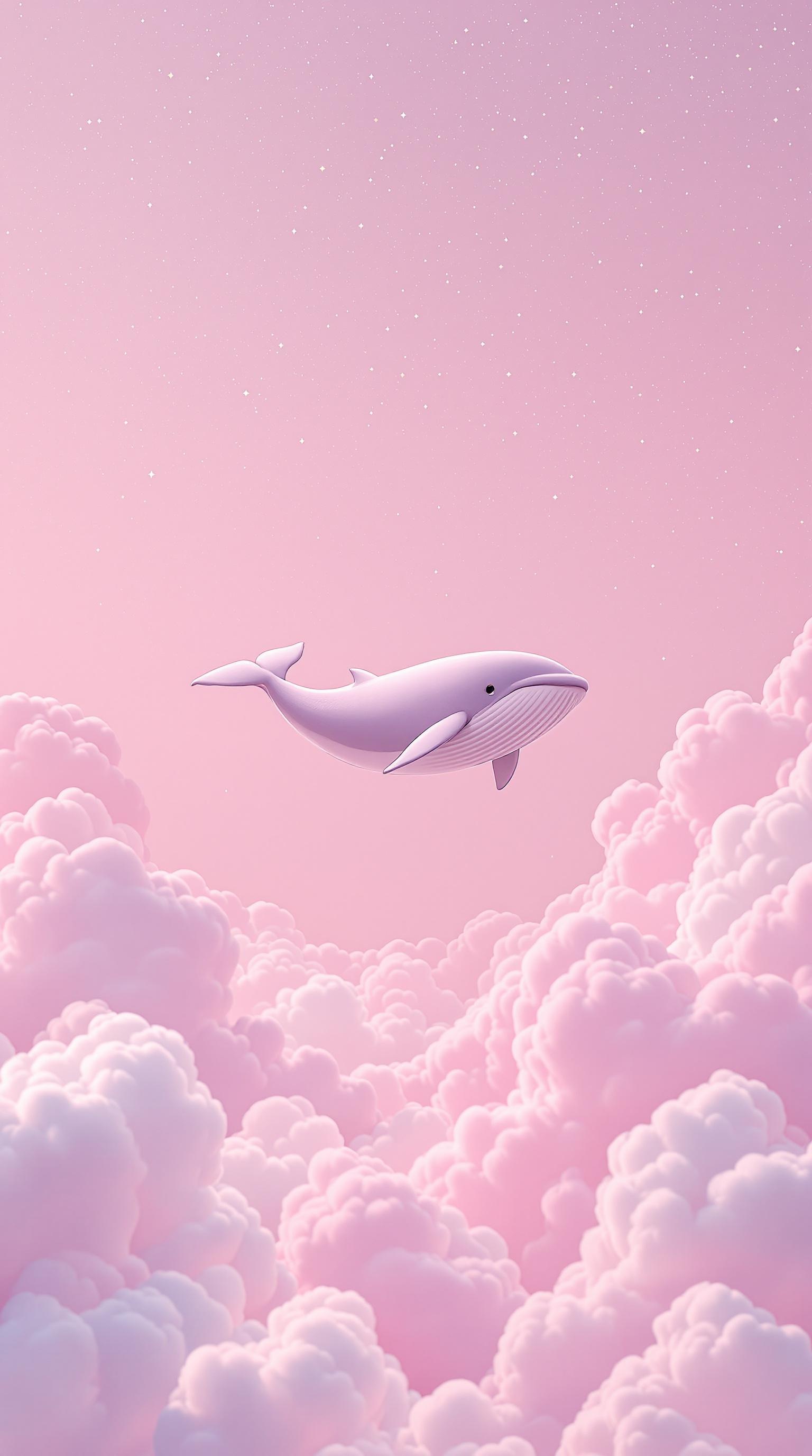 Surreal Pink Sky Whale