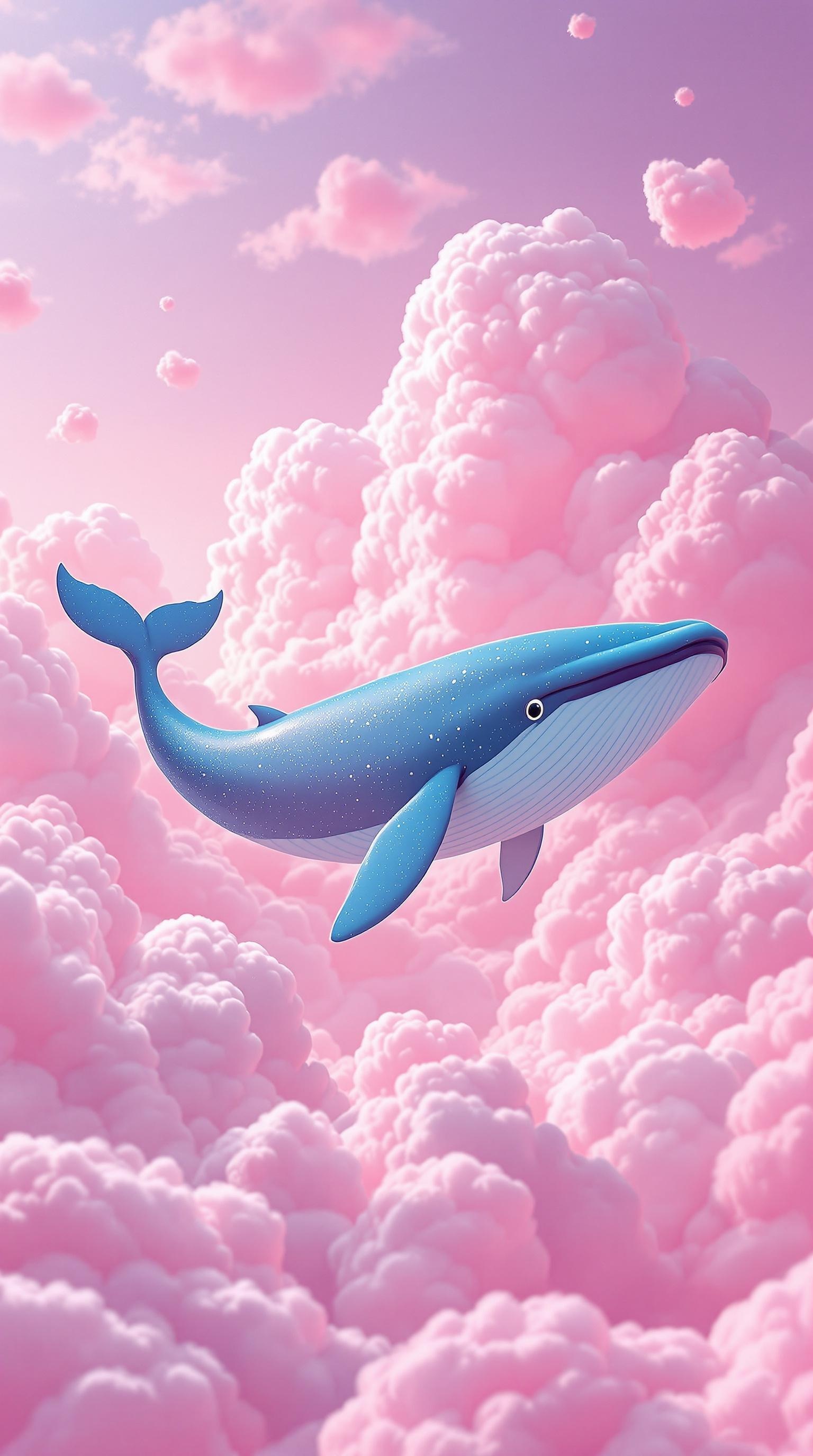 Surreal Pink Sky Whale