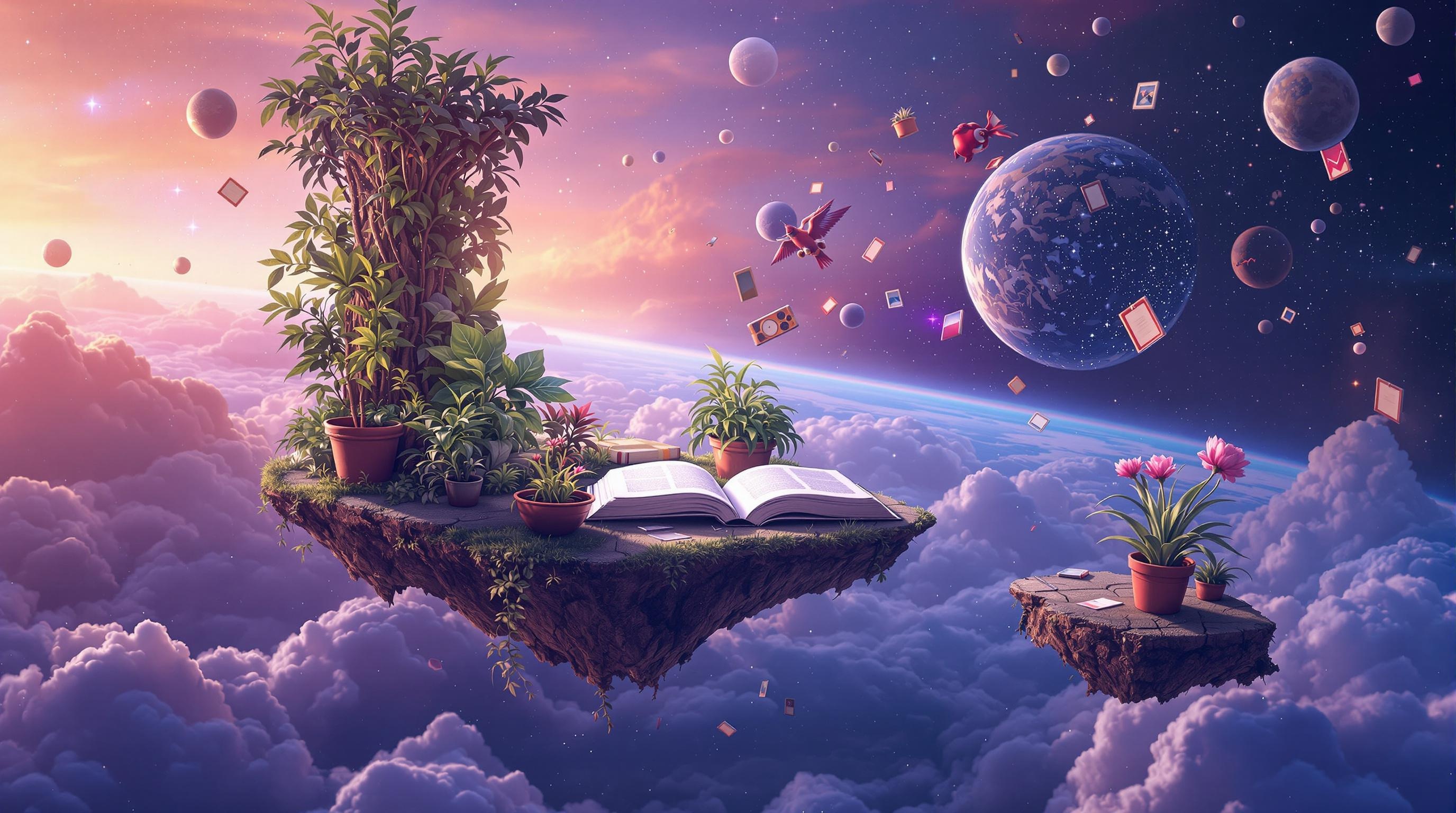 Surreal Space Room Wallpaper