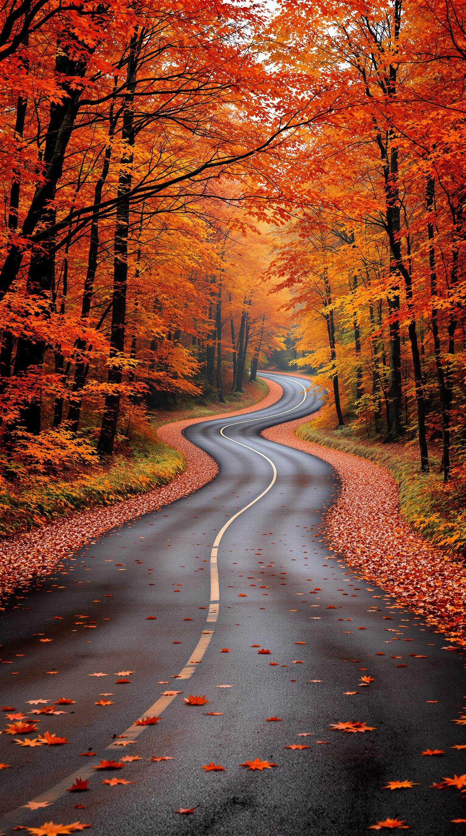 Vibrant Autumn Road Journey