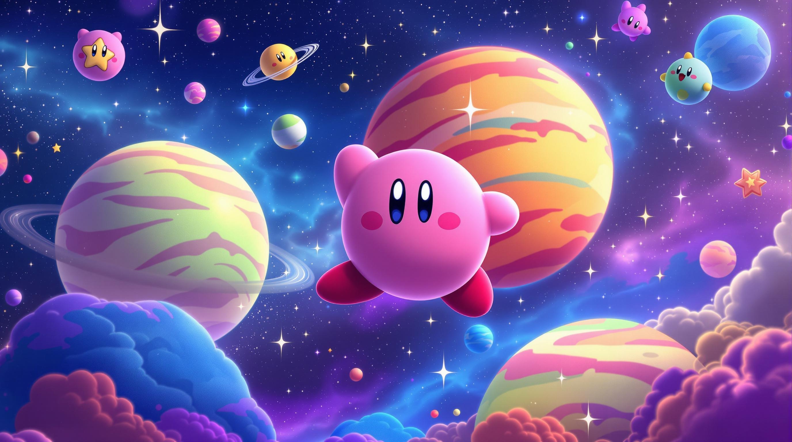 Vibrant Kirby Pop Star Wallpaper